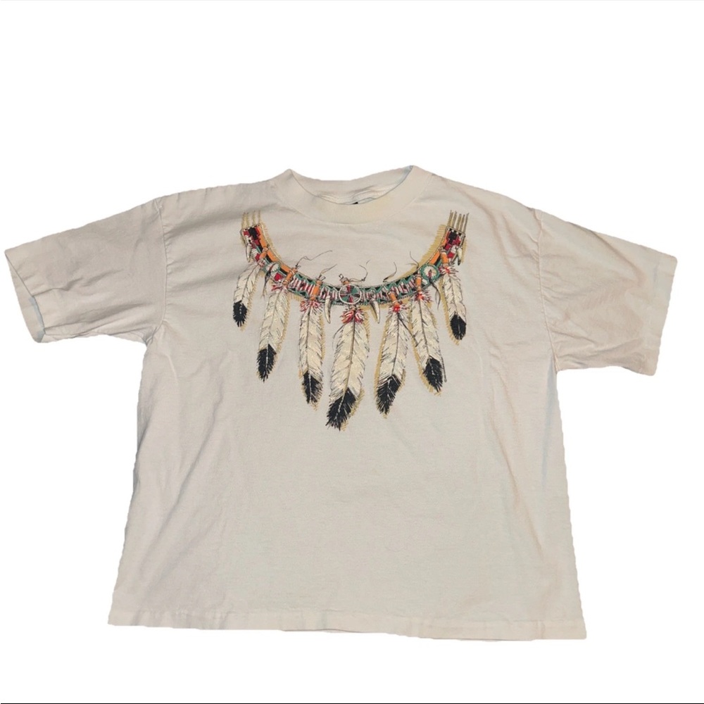 Vintage 90’s Diamond Dust Glitter Native American Aztec T-Shirt L Dreamcatcher